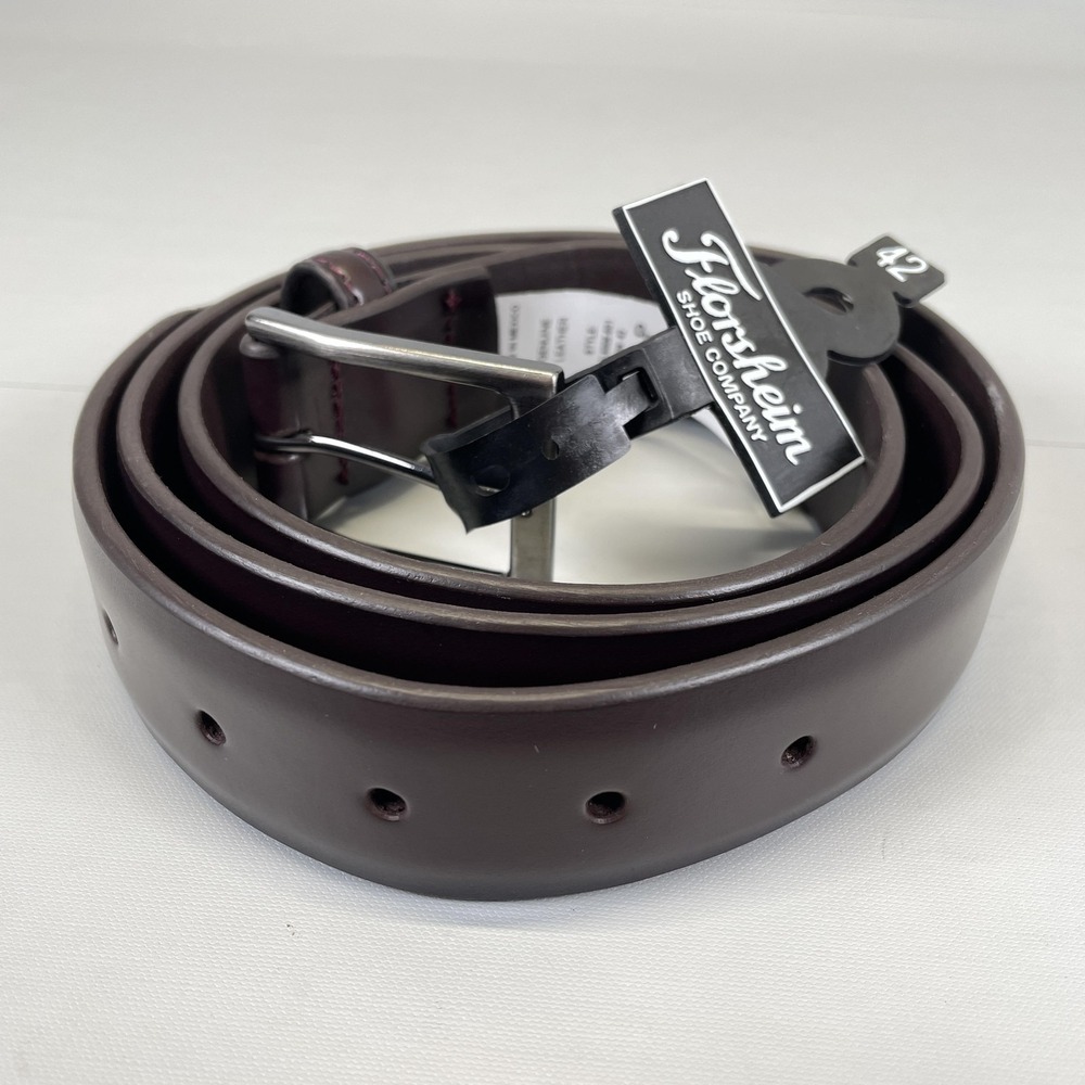 Florsheim Belt Mens Size 42 Brown Leather Dress Silver Buckle Business Classic